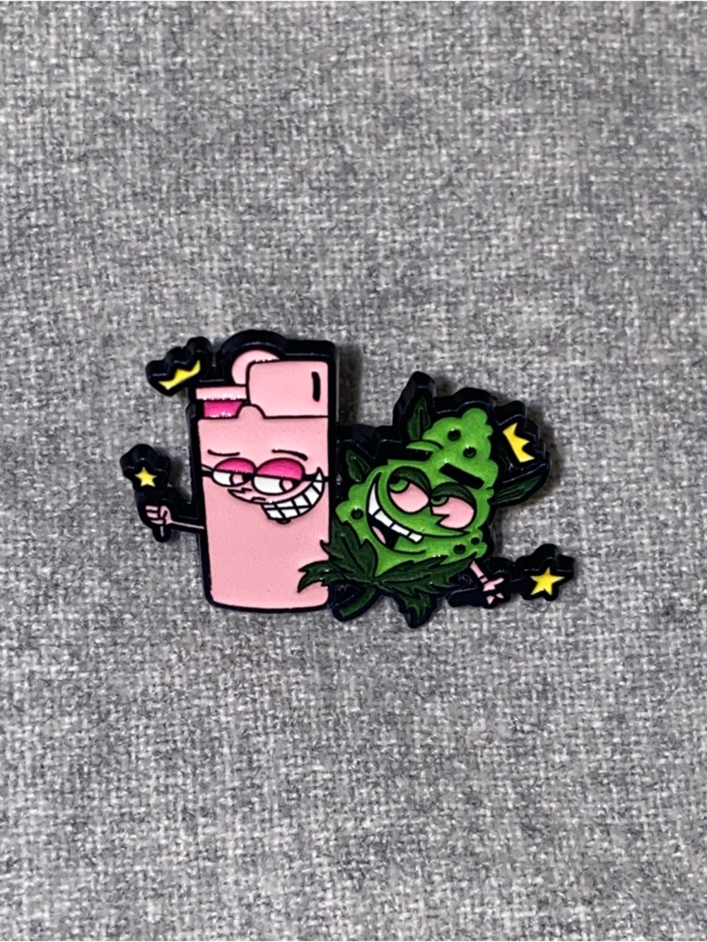 Fairly Oddparents Cosmo and Wanda Lighter and Bud Weed Enamel Pin